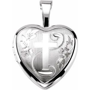 Sterling Silver Cross Heart Locket-190050:201:P-ST-WBC