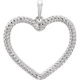 Sterling Silver Rope Heart Pendant -86204:104:P-ST-WBC