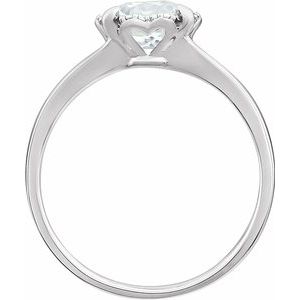 14K White Created White Sapphire & .05 CTW Diamond Ring-651952:60004:P-ST-WBC