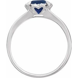 14K White Created Blue Sapphire & .05 CTW Diamond Ring-651952:60009:P-ST-WBC