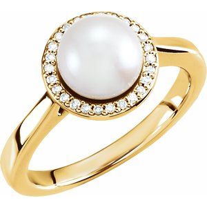 14K Yellow Freshwater Cultured Pearl & .08 CTW Diamond Halo-Style Ring-6471:100:P-ST-WBC