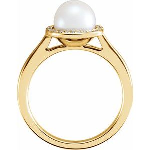14K Yellow Freshwater Cultured Pearl & .08 CTW Diamond Halo-Style Ring-6471:100:P-ST-WBC