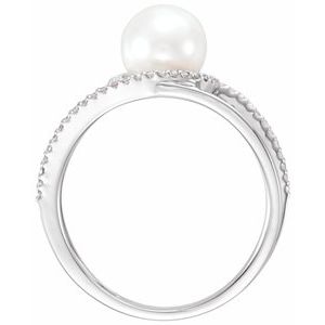 14K White Freshwater Cultured Pearl & 1/8 CTW Diamond Ring-6489:6000:P-ST-WBC