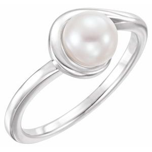 14K White Freshwater Cultured Pearl Ring-6486:6000:P-ST-WBC
