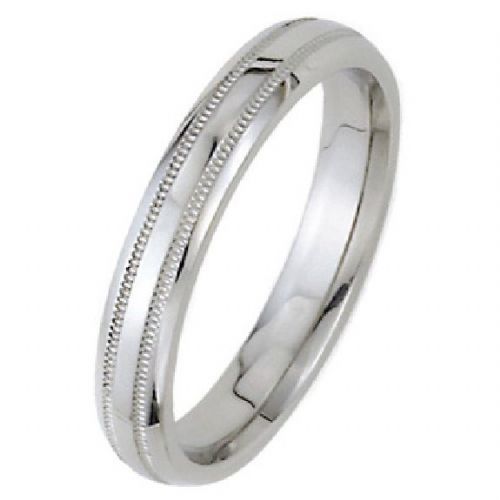 Dome Park Avenue Wedding Band Ring Medium Weight 14k White Gold 3mm-#WBC3MM14KM
