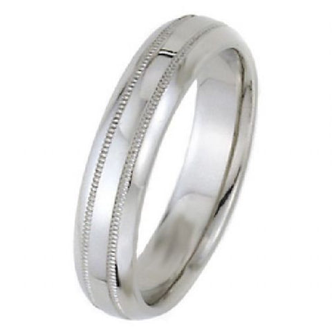 Dome Park Avenue Wedding Band Ring Heavy Weight 14k White Gold 5mm-#WBC5MM14KH