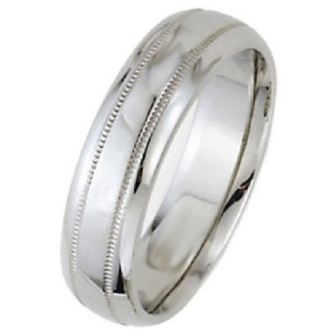 Dome Park Avenue Wedding Band Ring Heavy Weight 14k White Gold 6mm-#WBC6MM14KH