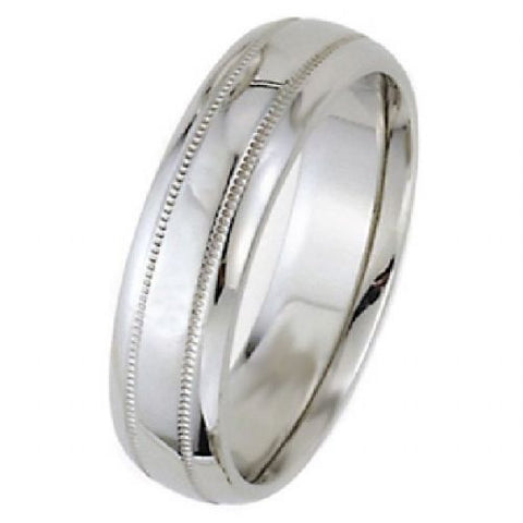 Dome Park Avenue Wedding Band Ring Medium Weight 14k White Gold 7mm-#WBC7MM14KM