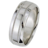 Dome Park Avenue Wedding Band Ring Heavy Weight 14k White Gold 8mm-#WBC8MM14KH