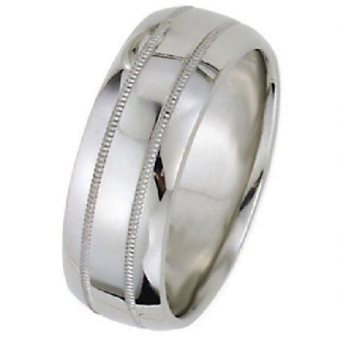 Dome Park Avenue Wedding Band Ring Medium Weight 14k White Gold 9mm-#WBC9MM14KM