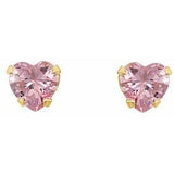 14K Yellow 4x3.5 mm Heart Pink Cubic Zirconia Youth Stud Earrings-19132:124363000:P-ST-WBC