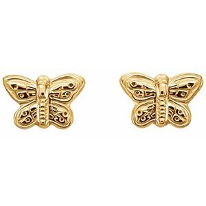 14K Yellow Butterfly Earrings-19150:101:P-ST-WBC