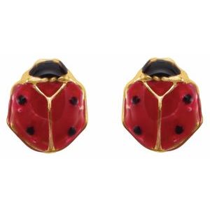 14K Yellow Red Enamel Ladybug Earrings-19223:30522000:P-ST-WBC