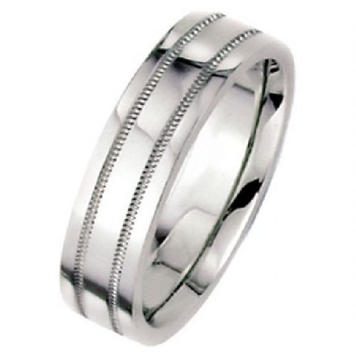 Flat Park Avenue Wedding Band Ring Medium Weight 14k White Gold 10mm-#WBC10MM14KMF