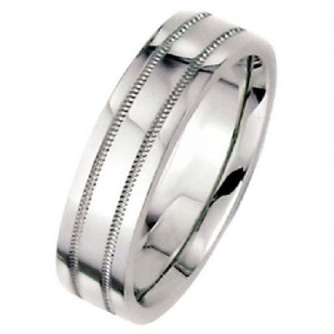 Flat Park Avenue Wedding Band Ring Medium Weight 14k White Gold 10mm-#WBC10MM14KMF