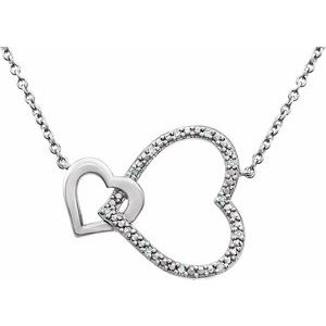 Sterling Silver .03 CTW Diamond Interlocking Heart 18" Necklace-651799:60000:P-ST-WBC