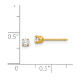 Inverness 24k Plated 3mm CZ Post Earrings-WBC-32E