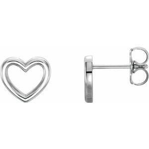 Sterling Silver 8.7x8 mm Heart Earrings-86328:604:P-ST-WBC