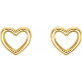 14K Yellow 8.7x8 mm Heart Earrings-86328:601:P-ST-WBC