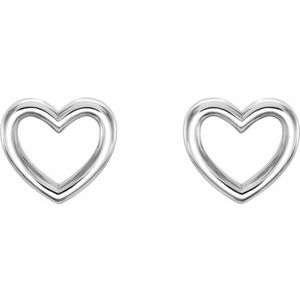 14K White 8.7x8 mm Heart Earrings-86328:600:P-ST-WBC