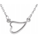 Sterling Silver Heart 16-18" Necklace-86418:104:P-ST-WBC