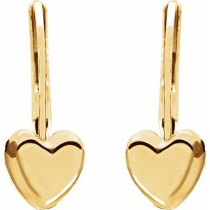 14K Yellow Heart Lever Back Earrings-19113:124315000:P-ST-WBC