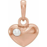 14K White Freshwater Cultured Pearl Heart Pendant -86316:601:P-ST-WBC
