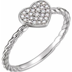 Platinum 1/8 CTW Diamond Heart Rope Ring-122881:603:P-ST-WBC