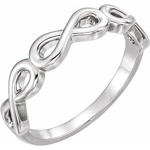 Sterling Silver Stackable Infinity-Inspired Ring-51618:105:P-ST-WBC