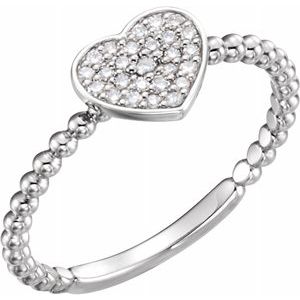 14K White 1/8 CTW Diamond Heart Bead Ring-122819:600:P-ST-WBC