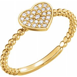 14K Yellow 1/8 CTW Diamond Heart Bead Ring-122819:601:P-ST-WBC