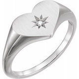 Platinum .01 CT Diamond 11.9 mm Heart Starburst Ring-122818:603:P-ST-WBC