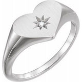 Sterling Silver .01 CT Diamond 11.9 mm Heart Starburst Ring-122818:604:P-ST-WBC