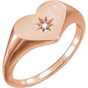 14K Rose .01 CT Diamond 11.9 mm Heart Starburst Ring-122818:602:P-ST-WBC