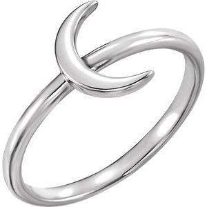 Sterling Silver Crescent Ring-51569:105:P-ST-WBC
