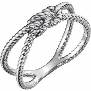 Sterling Silver Rope Knot Ring-51641:105:P-ST-WBC