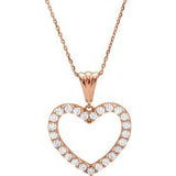 14K Rose 1 CTW Diamond Heart 18" Necklace-67533:106:P-ST-WBC