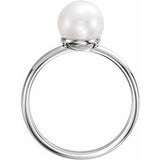 14K White 7.5-8.0mm Freshwater Cultured Pearl Ring-6470:6005:P-ST-WBC