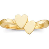 14K Yellow 10x9 mm Double Heart Signet Ring -50460:294816:P-ST-WBC