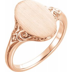 14K Rose 13x9 mm Oval Signet Ring-51659:103:P-ST-WBC