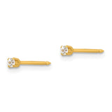 Inverness 24k Plated 2mm CZ Post Earrings-WBC-37E