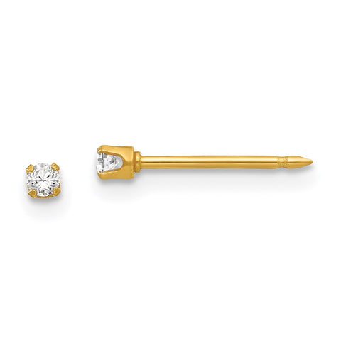 Inverness 24k Plated 2mm CZ Post Earrings-WBC-37E