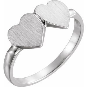 Sterling Silver 13.8x7 mm Double Heart Signet Ring-4193:4653:P-ST-WBC