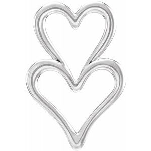 Sterling Silver Double Heart Slide Pendant-86331:105:P-ST-WBC