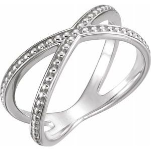 Sterling Silver Beaded Criss-Cross Ring
-51632:105:P-ST-WBC