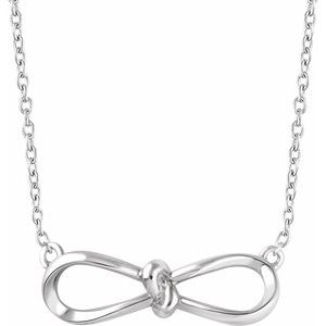 Sterling Silver Bow 18" Necklace -652394:60003:P-ST-WBC