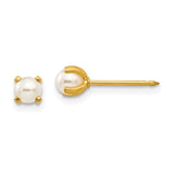 Inverness 24k Plated 4mm Simulated Pearl Earrings-WBC-40E