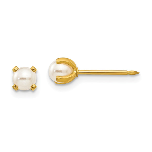 Inverness 24k Plated 4mm Simulated Pearl Earrings-WBC-40E