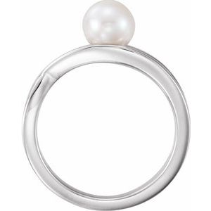 14K White Freshwater Cultured Pearl Solitaire Ring -6496:600:P-ST-WBC