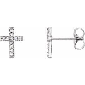 Platinum 1/10 CTW Diamond Cross Earrings-R17013:608:P-ST-WBC